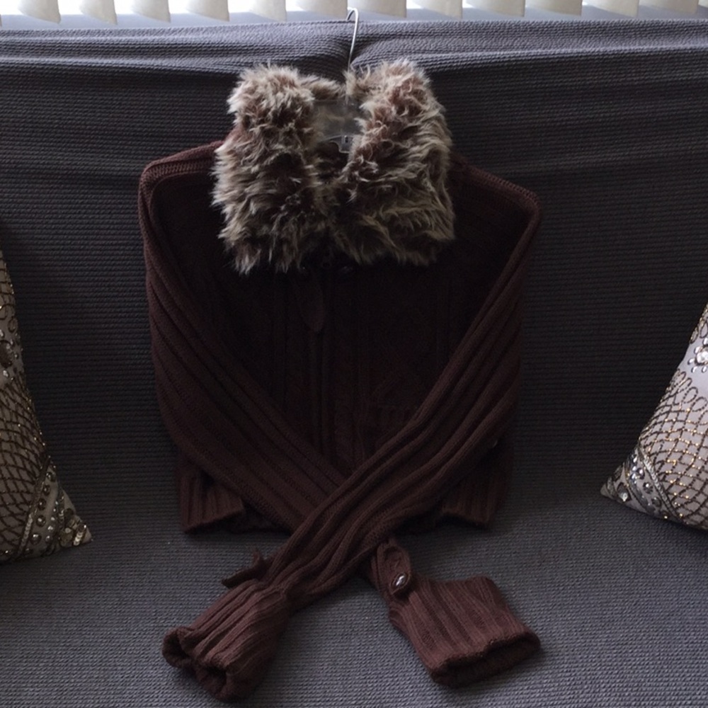NWT Brown Faux Fur Sweater